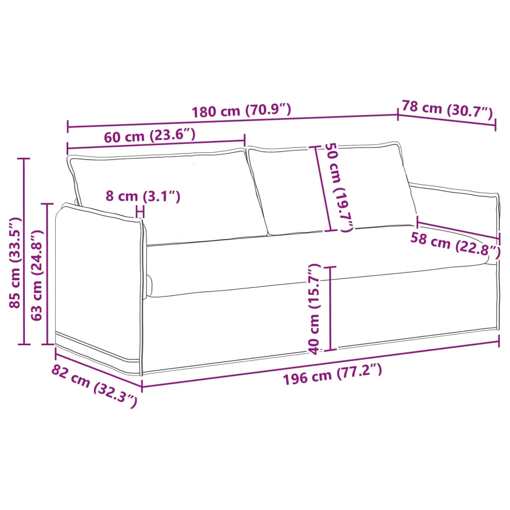 Divano Blu 196 x 82 x 85 cm Tessuto 42024531
