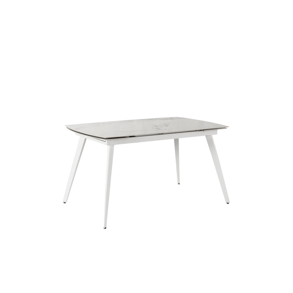 Tavolo Allungabile Nicolas con Piano in Sintered Stone Effetto Marmo Calacatta e Struttura in Metallo Bianco 140/200x90 cm - Nicolas