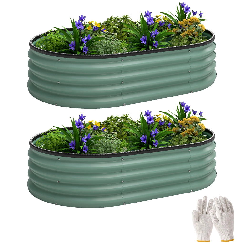 Aiuola Rialzata da Giardino Set 2 Pezzi ¨C Xylo ¨C Metallo Galvanizzato Verde 135x90x30 cm