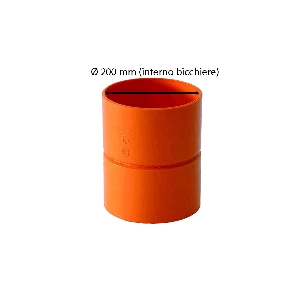 Manicotto femmina-femmina in pvc : Colore - Arancio, Diametro - 200
