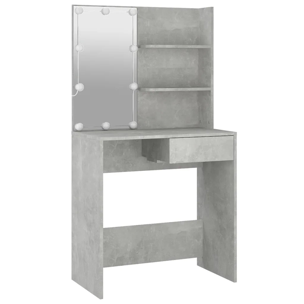 Toeletta | Tavolo da Trucco con LED Grigio Cemento 74,5x40x141 cm