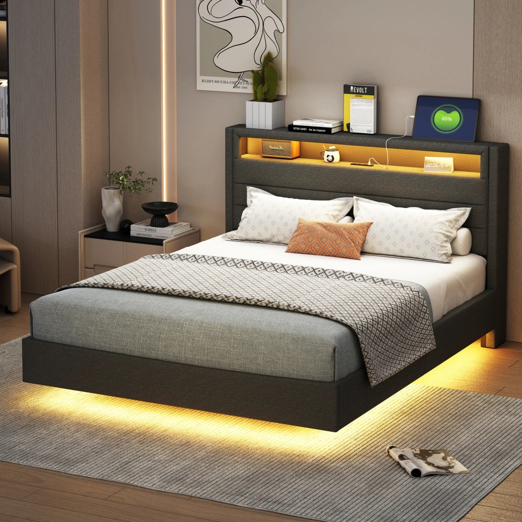 letto imbottito lino grigio 140 x 200 cm