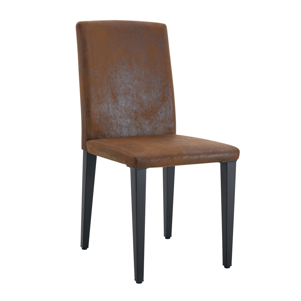 Set di 2 sedie da pranzo moderne in tessuto marrone e metallo nero, stile minimalista