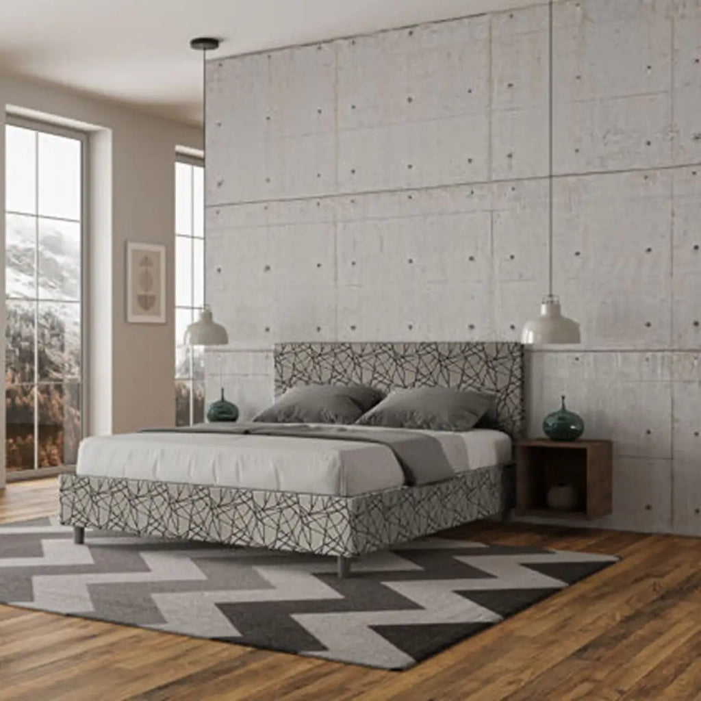 Letto matrimoniale senza rete imbottito 160x190 tessuto Era 9 blu Adele