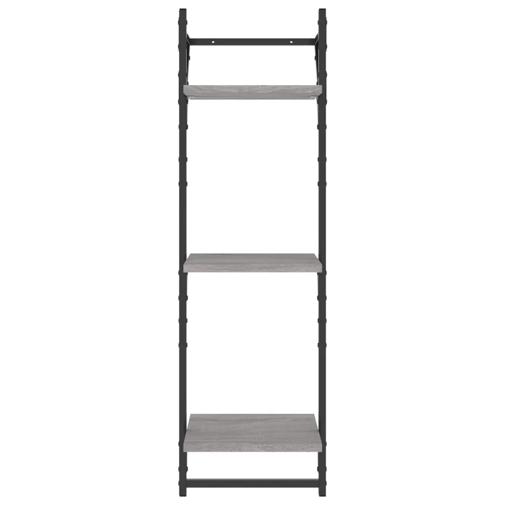 2 pz Mensole a Parete | Scaffale Parete | Ripiano a parete con Aste Grigio Sonoma 30x25x100 cm