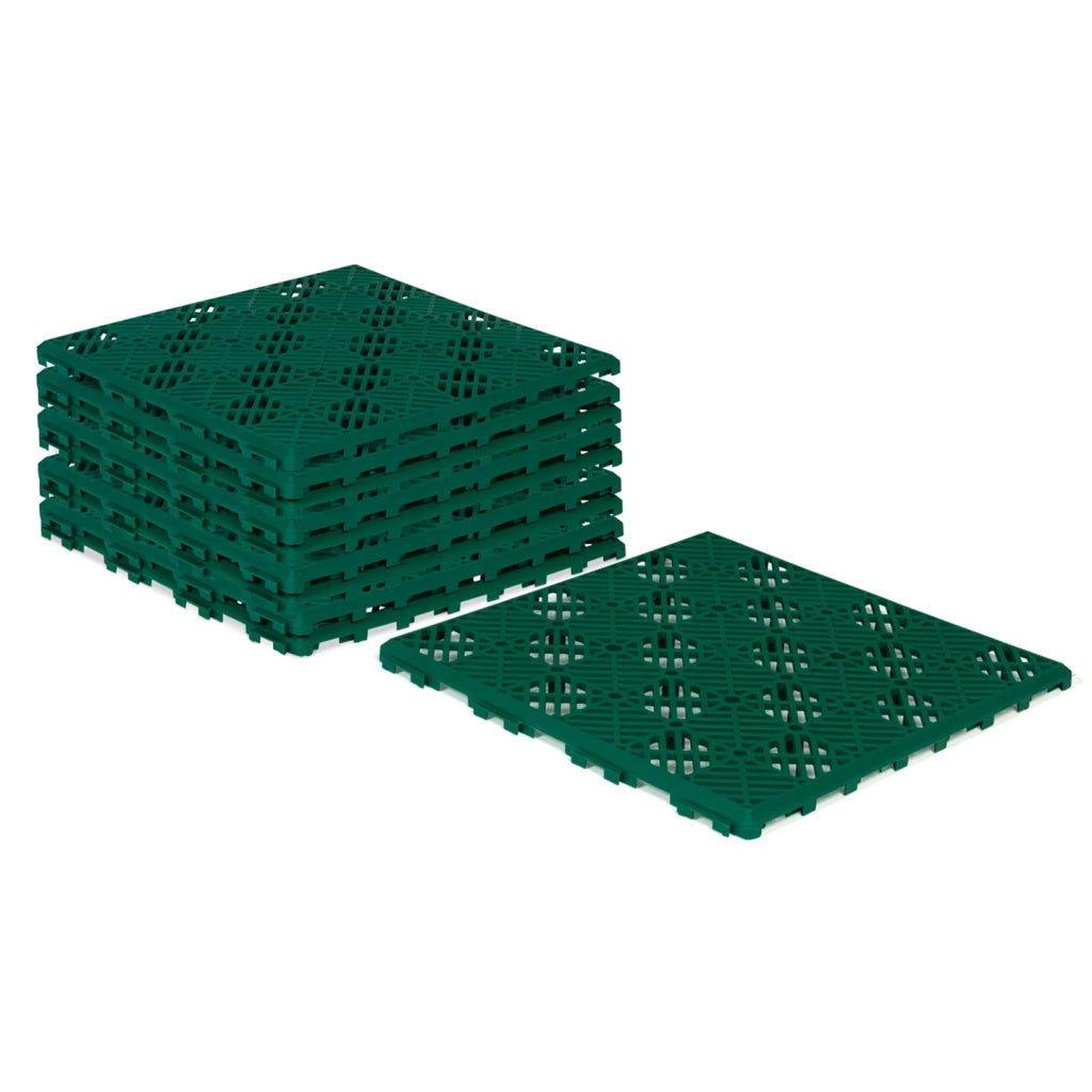 IDMarket - Set 10 pezzi piastrelle plastica pavimento giardino verdi 29,5x29,5 cm