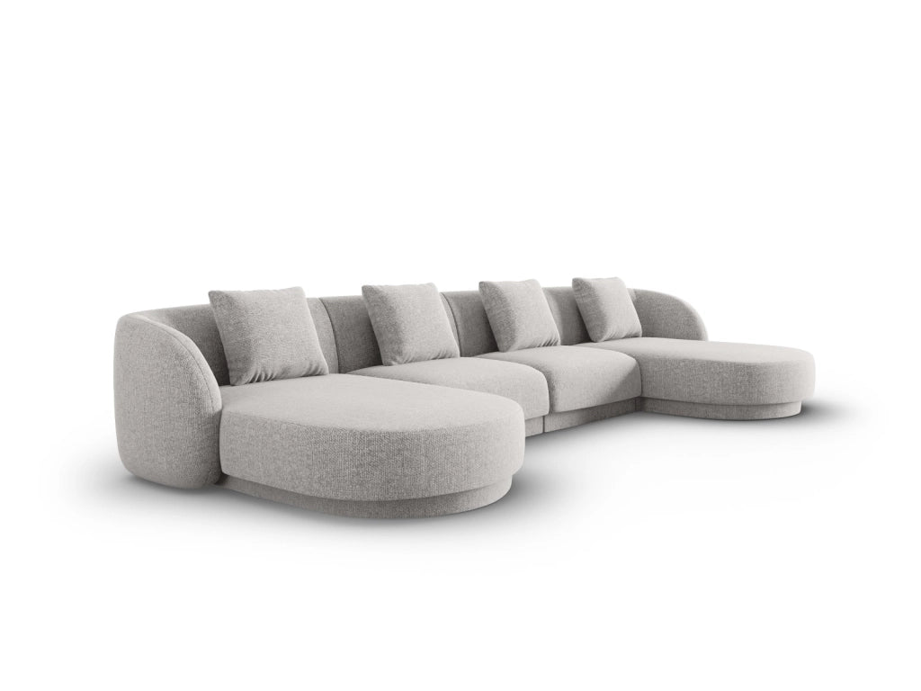 Cosmopolitan Design - Divano panoramico "Tulum" 5 posti in ciniglia grigio chiaro 