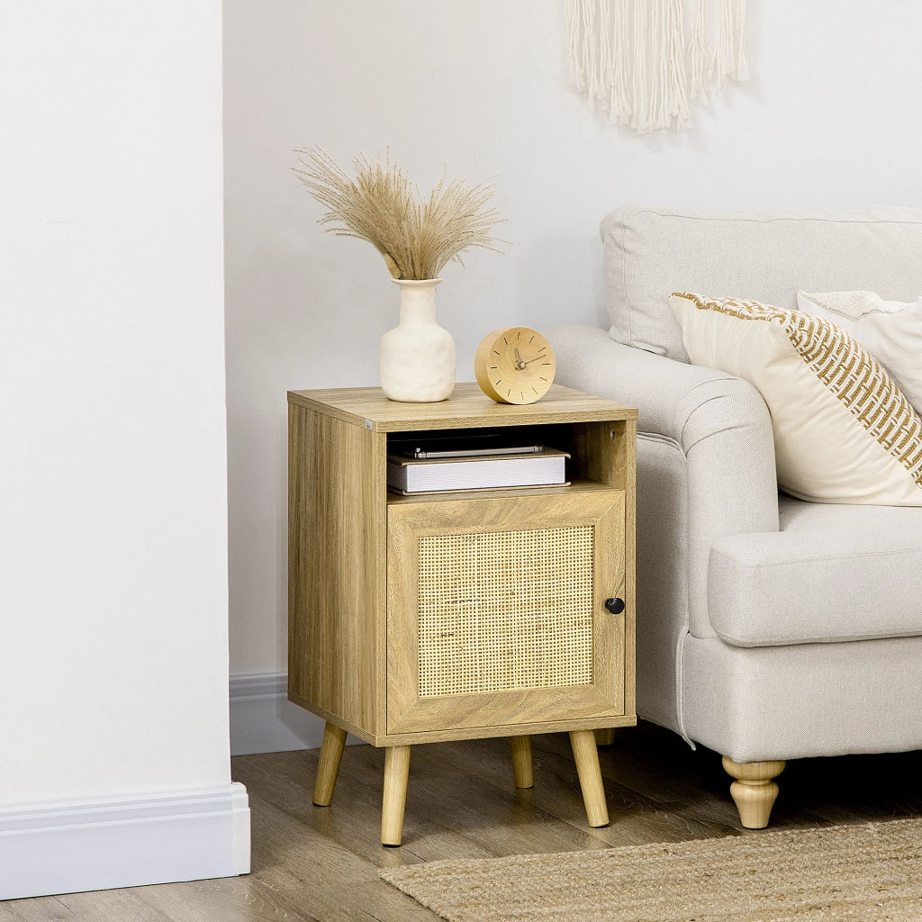 Comodino con Porta a Griglia ¨C Minimal ¨C Legno Naturale 39x35x60 cm