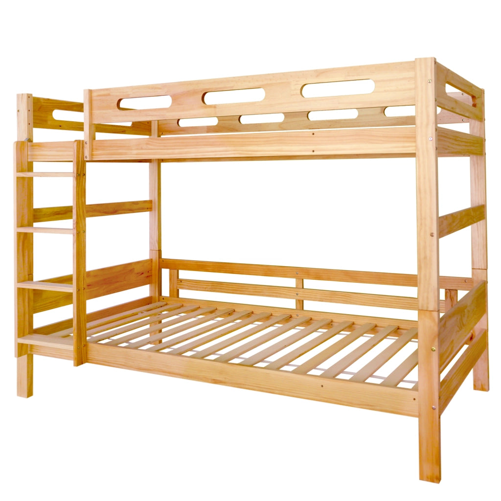 Letto a castello 90×200 cm; letto singolo; separabile in 2 letti singoli; senza materasso; in legno massello; naturale