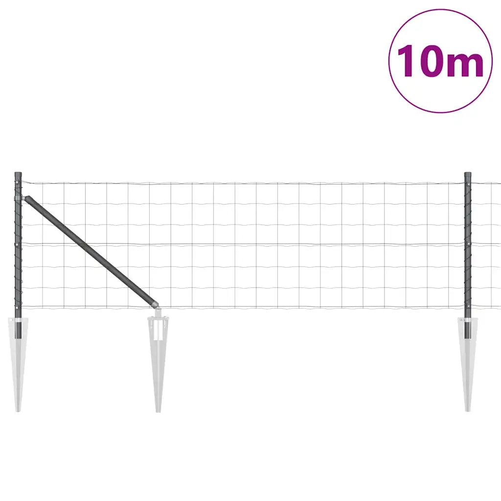 Recinzione con pali. Grigio 0.6 x 10 m Acciaio
