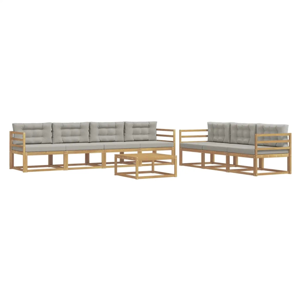 Set di divani da esterno 7 pz Bianco e Grigio Chiaro 3386150