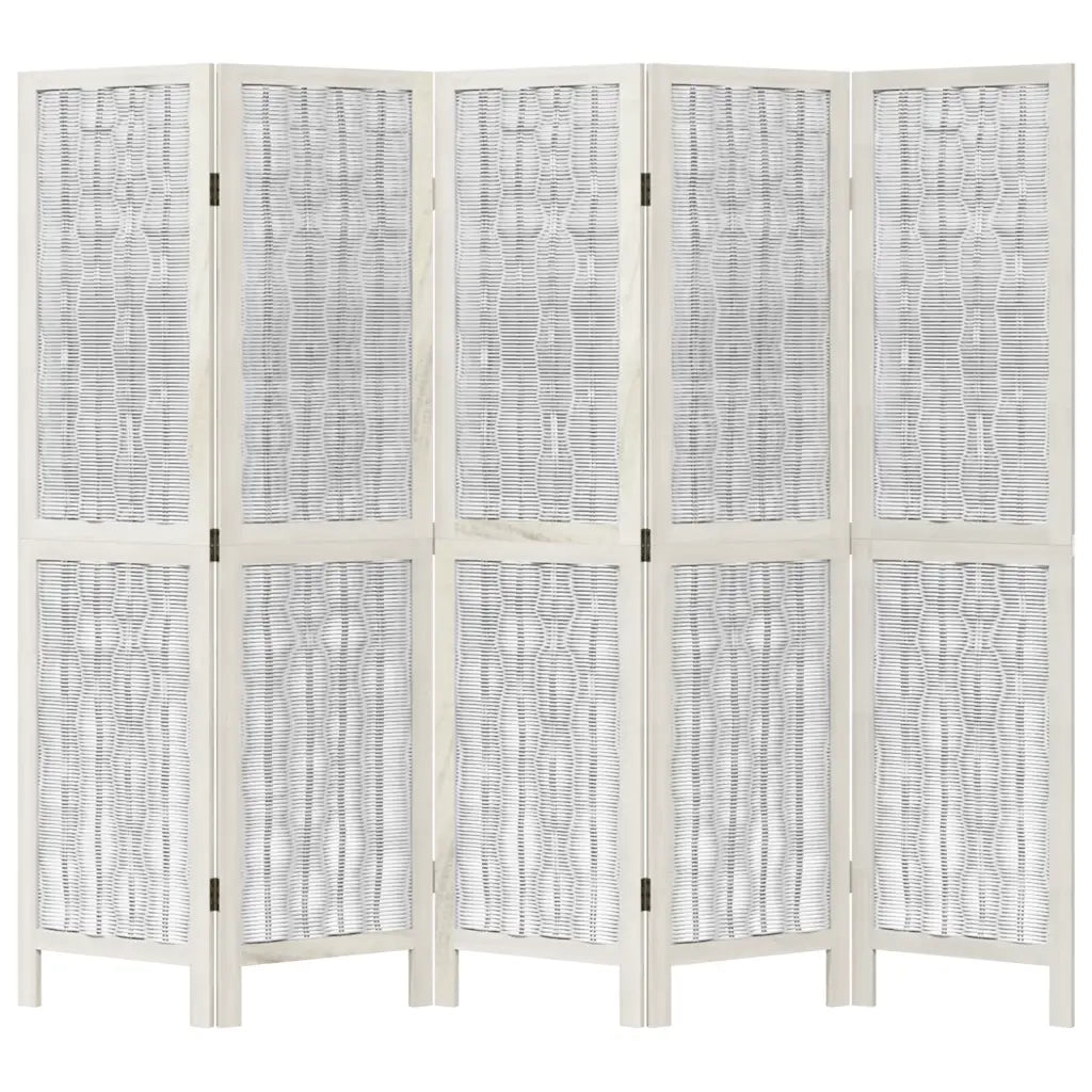 Divisorio Ambienti 5Pannelli Bianco Legno Massello di Paulownia 358677