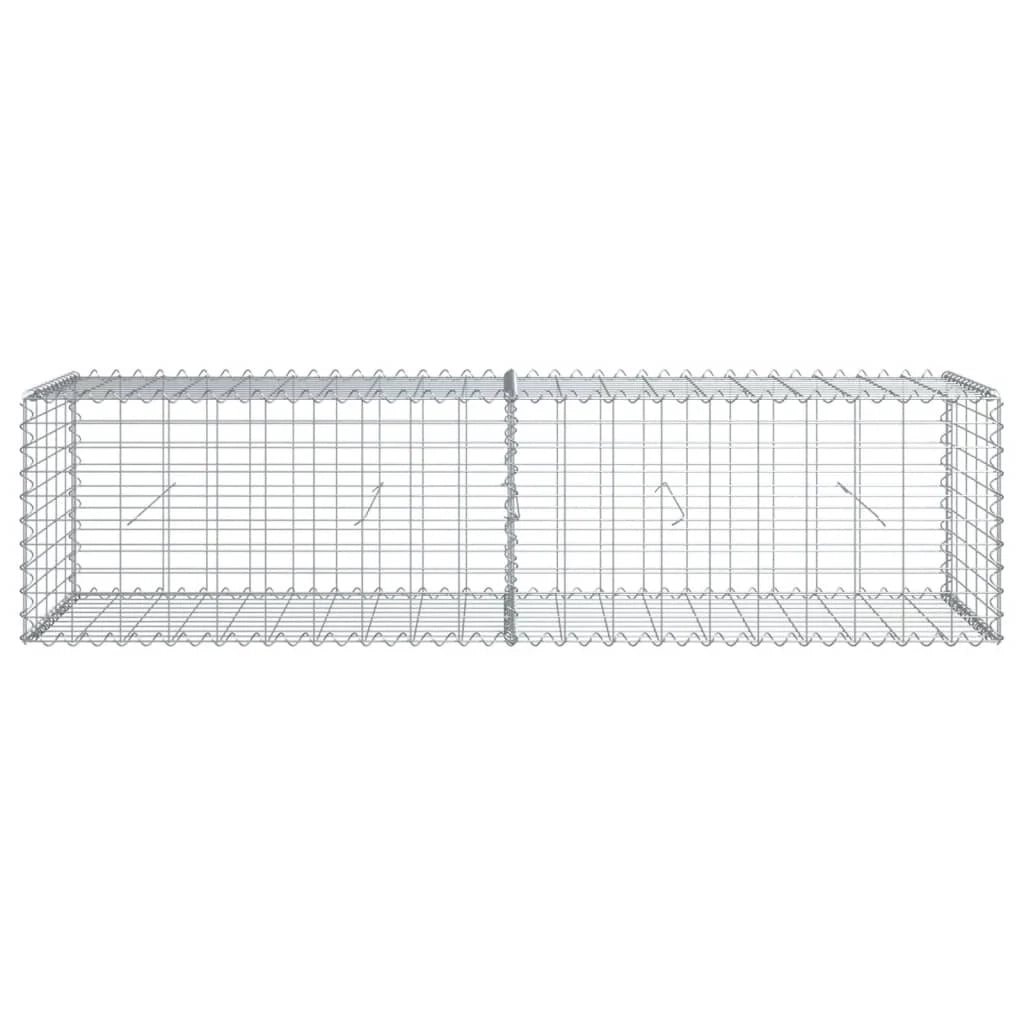 Gabbione recinto a gabbia muro di contenimento con coperchio 200 x 50 x 50 cm ferro zincato argento 02_0040146