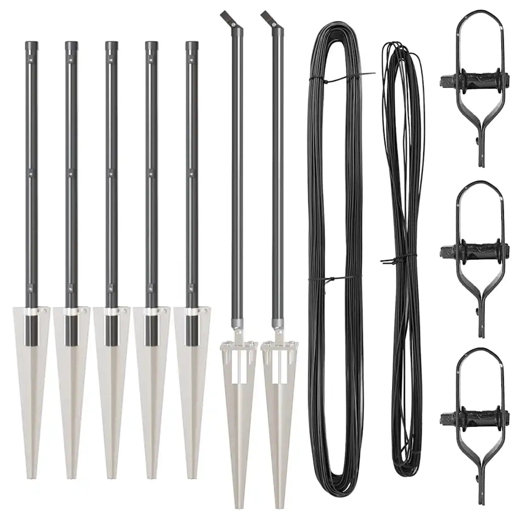 Palo della recinzione 7 pcs Grigio Acciaio 42004256