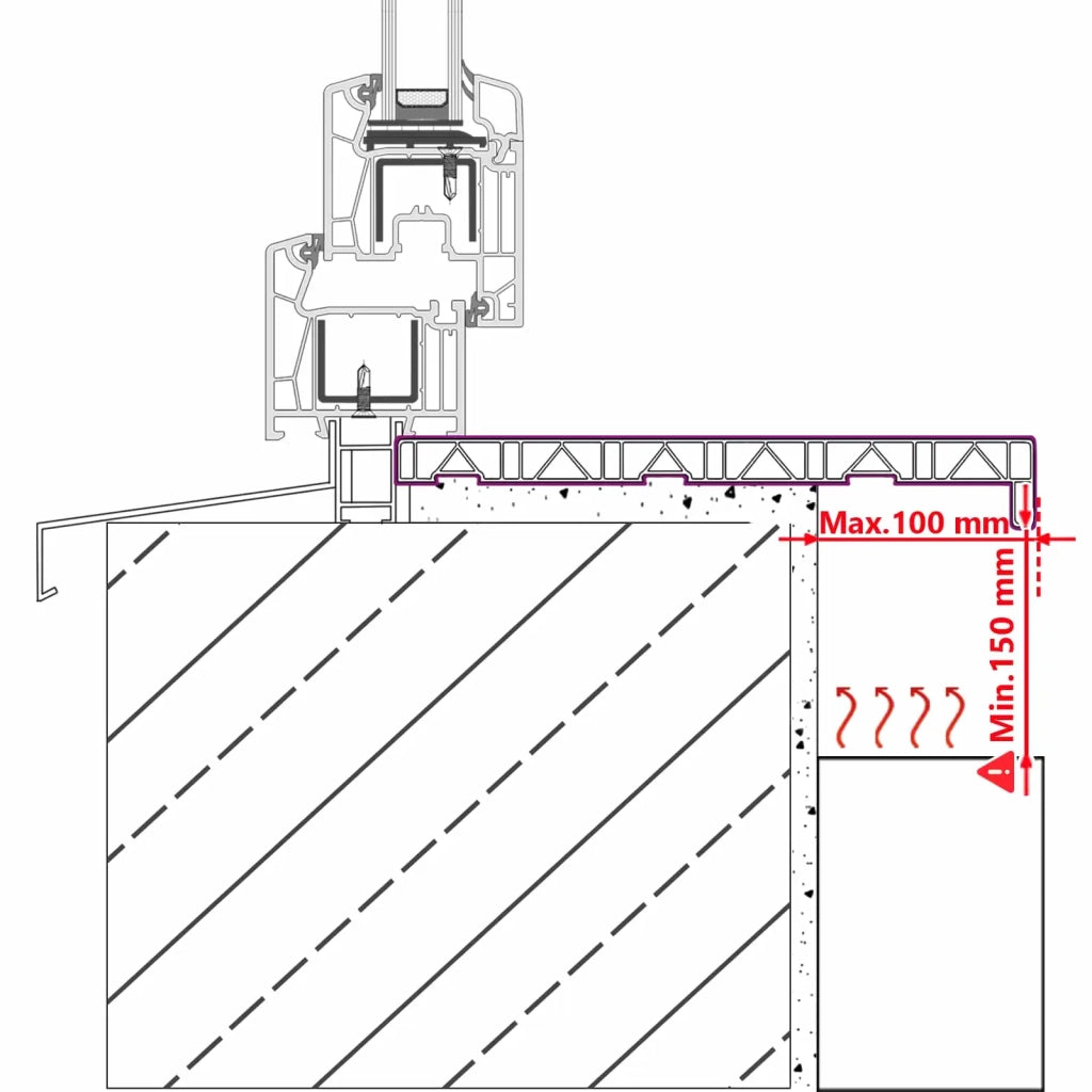Soglia della Finestra Antracite con Venature del Legno PVC CFW3920331