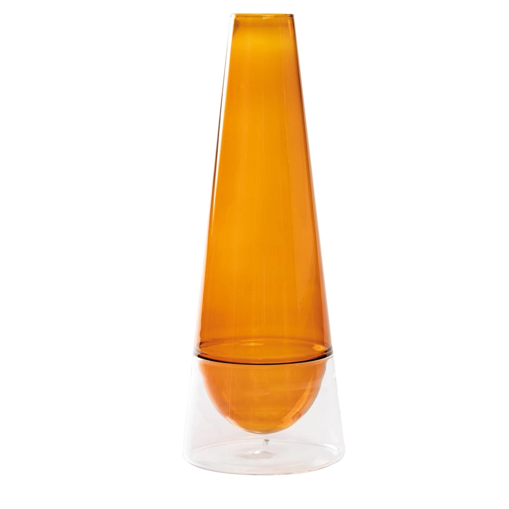 Conosfera Vaso in Vetro Soffiato 163 Colore Ambra - Design Artigianale in Borosilicato con Tecnica Incalmo per Arredamento Interni di Lusso