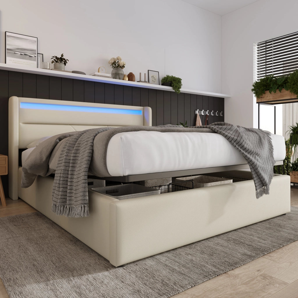 letto imbottito pu bianco 140x200 cm