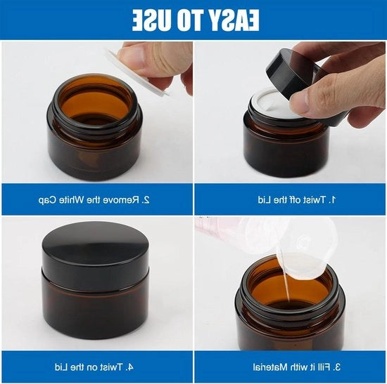 Contenitori per cosmetici in vetro di ammire con 12 pezzi, 30 ml, con coperchio, per crema e lozione.