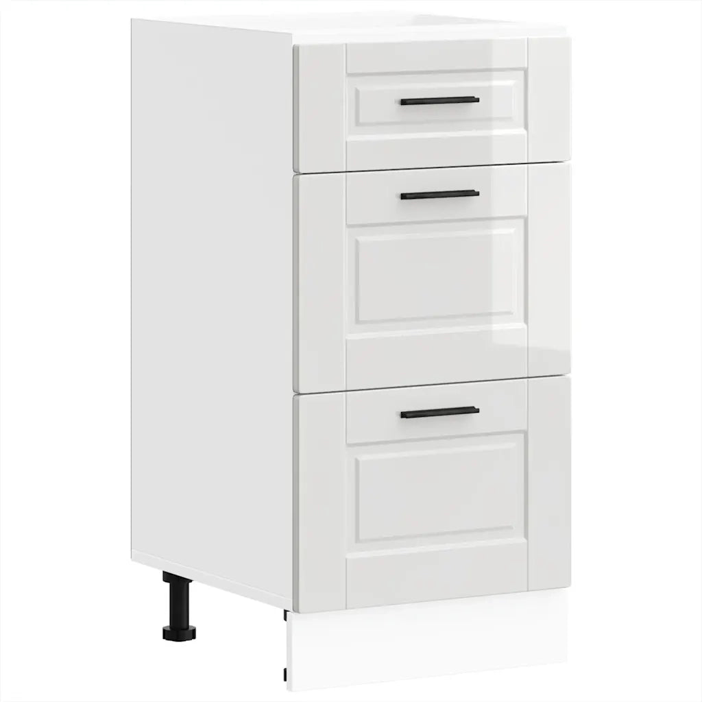Mobiletto da cucina-Armadio da cucina "Porto" Bianco lucido in legno ingegnerizzato 206225