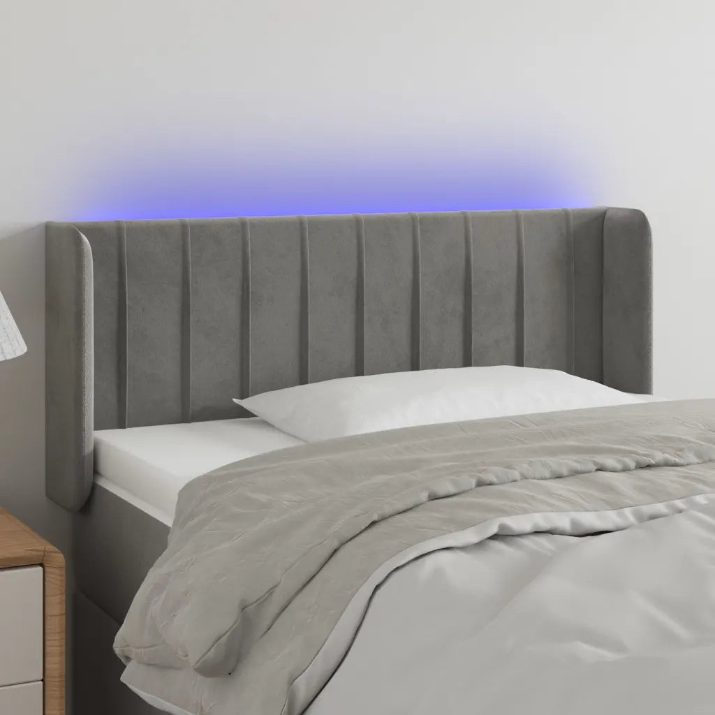 Testiera-Testata Decorativa Grigio Chiaro a LED 93x16x78/88 cm in Velluto 872178
