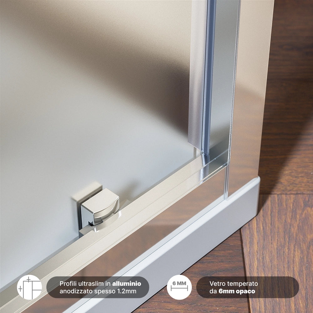 Box doccia 100x100 cm con apertura scorrevole vetro 6mm opaco h195 cm | Aruba
