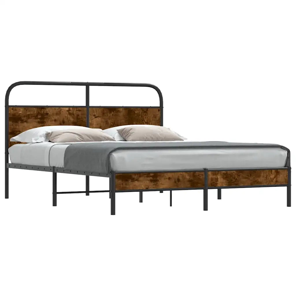 Giroletto senza Materasso-Struttura Letto Rovere Fumo 160x200 cm in Truciolato 476522