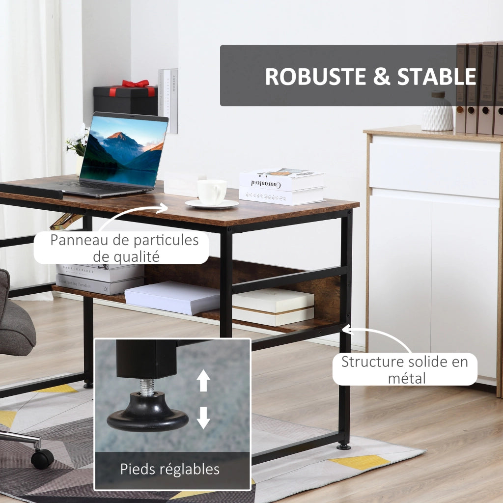 Tavolo da disegno inclinabile ¨C zephmum ¨C design industriale, piano regolabile, ripiano, effetto legno vecchio, metallo nero