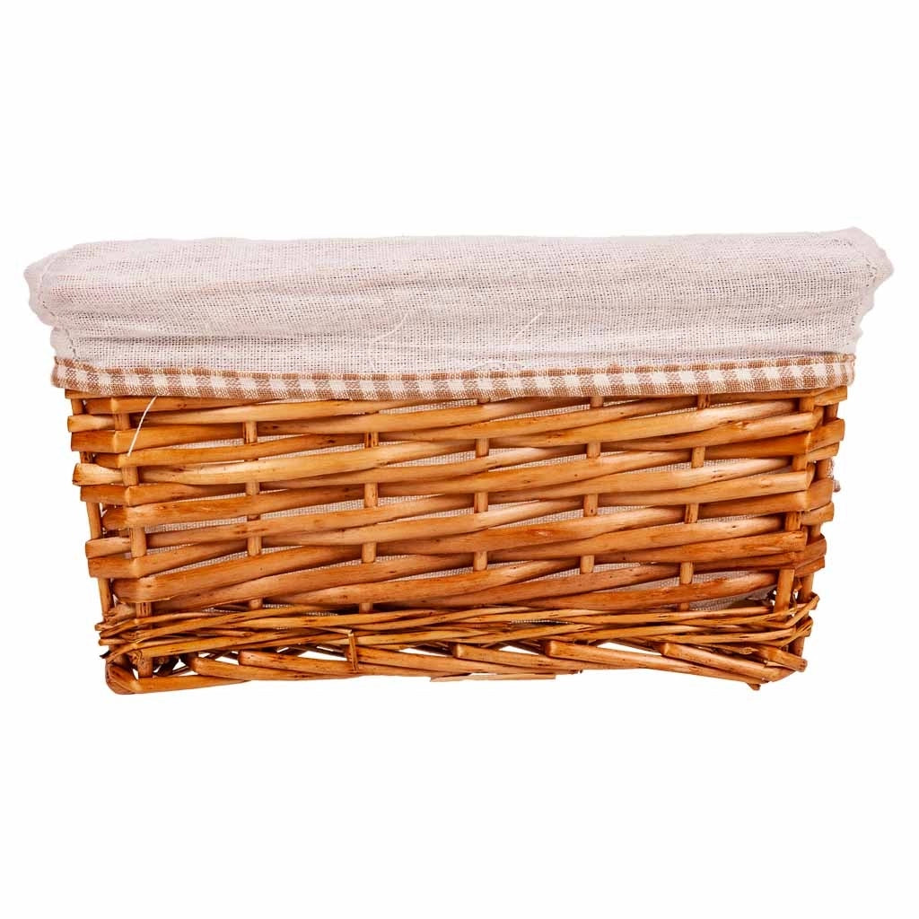 Set di 3 cestini in vimini foderati marroni