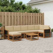 Set di divani da esterno 8 pz Naturale e Beige Poliestere 3385404