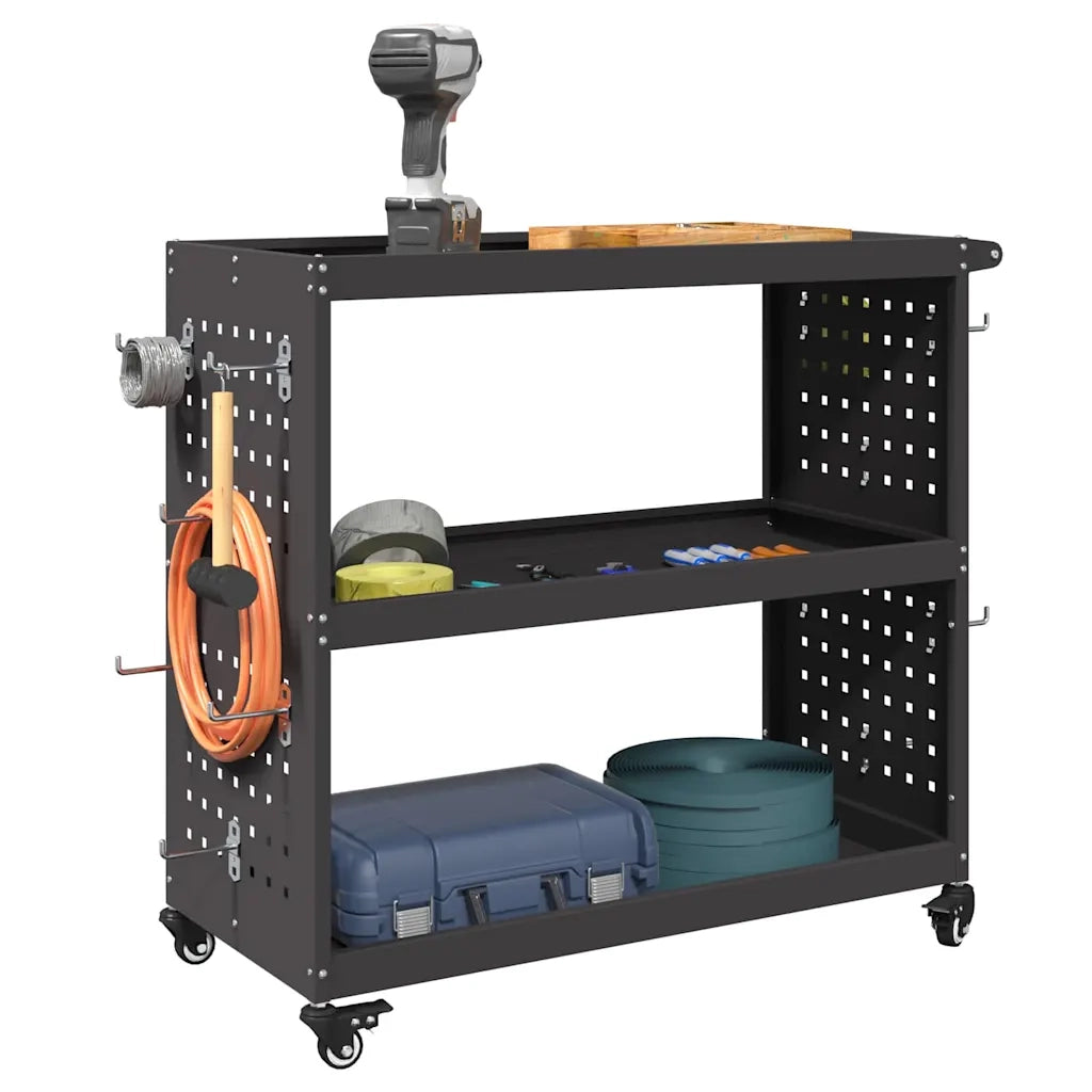 Carrello per Attrezzi con lo scaffale Nero 75 x 35 x 73 cm 874539