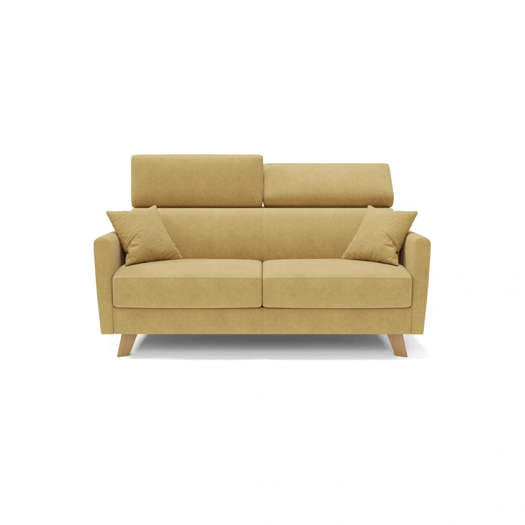 Francy Divano letto matrimoniale con poggiatesta regolabili in tessuto impermeabile e smacchiabile T17 160 cm (mat. 120x197) giallo