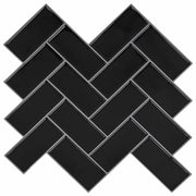 Piastrella a Spina di Pesce 10 pcs Nero 30 x 30 cm 42046188