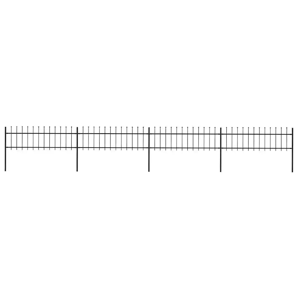 Recinzione da Giardino | Recinzione da cortile con Punta a Lancia in Acciaio 714,5x60 cm Nero