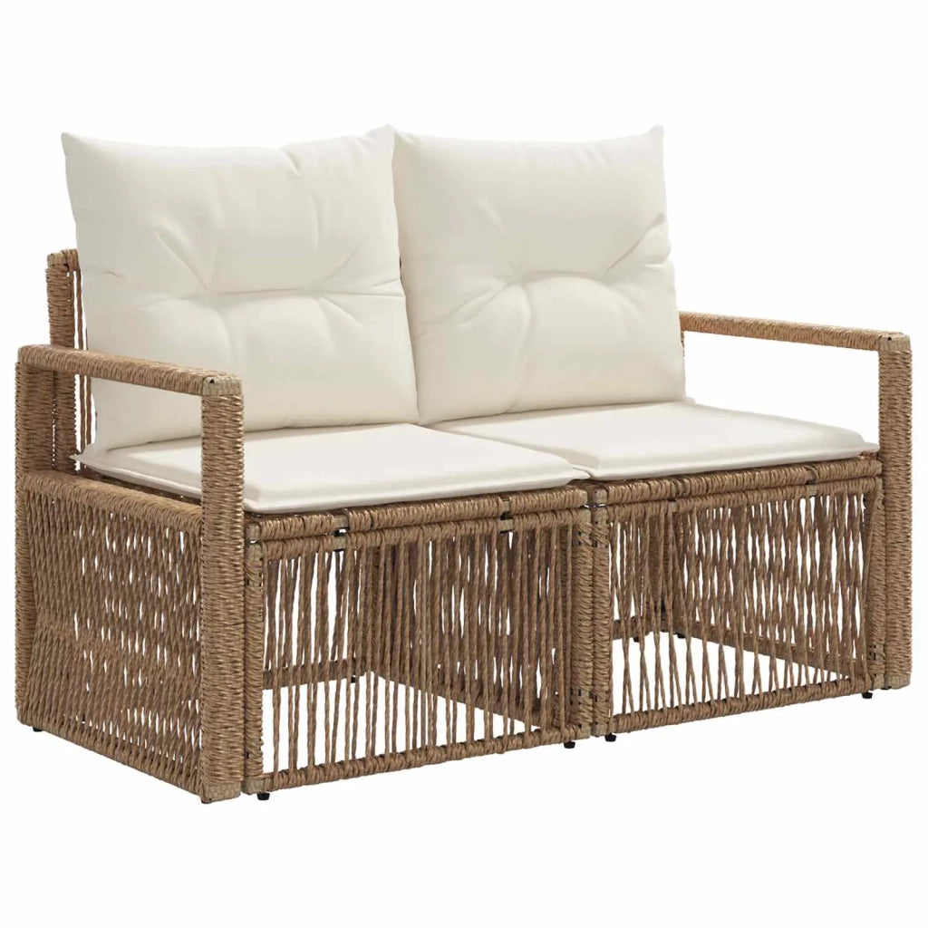 Set Divano da Giardino 5 pz Beige e Bianco Crema polyrattan 3437049