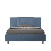 BS COM Letto una piazza e mezza senza rete imbottito 130x190 microfibra blu