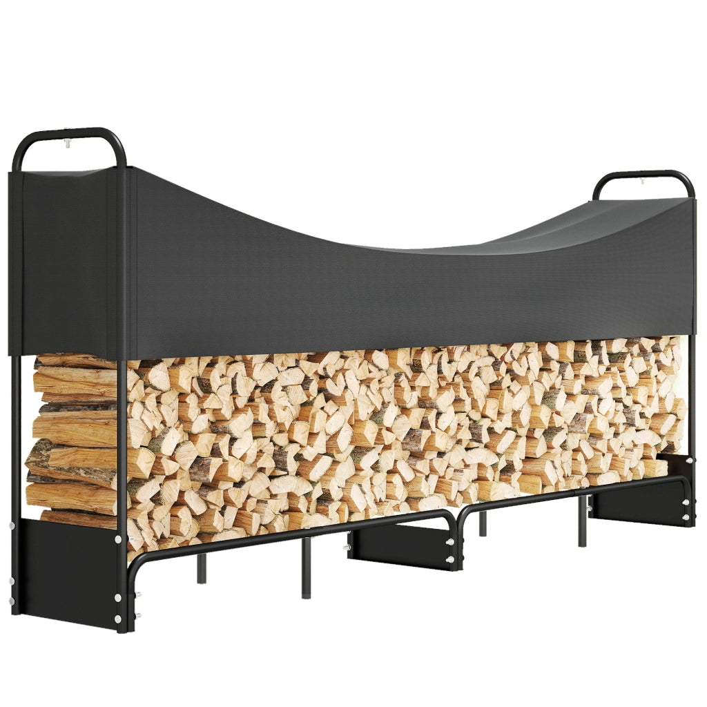 Ripostiglio Legna da Ardere Esterno ¨C zephmum ¨C Nero 260x38x118 cm