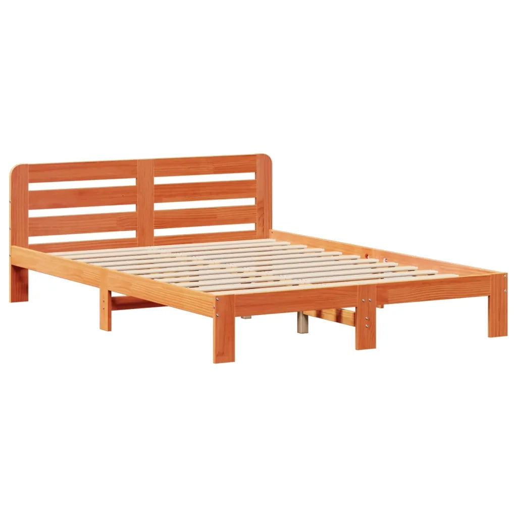 Giroletto senza Materasso-Struttura Letto Marrone Cera 140x200cm Massello Pino 104430