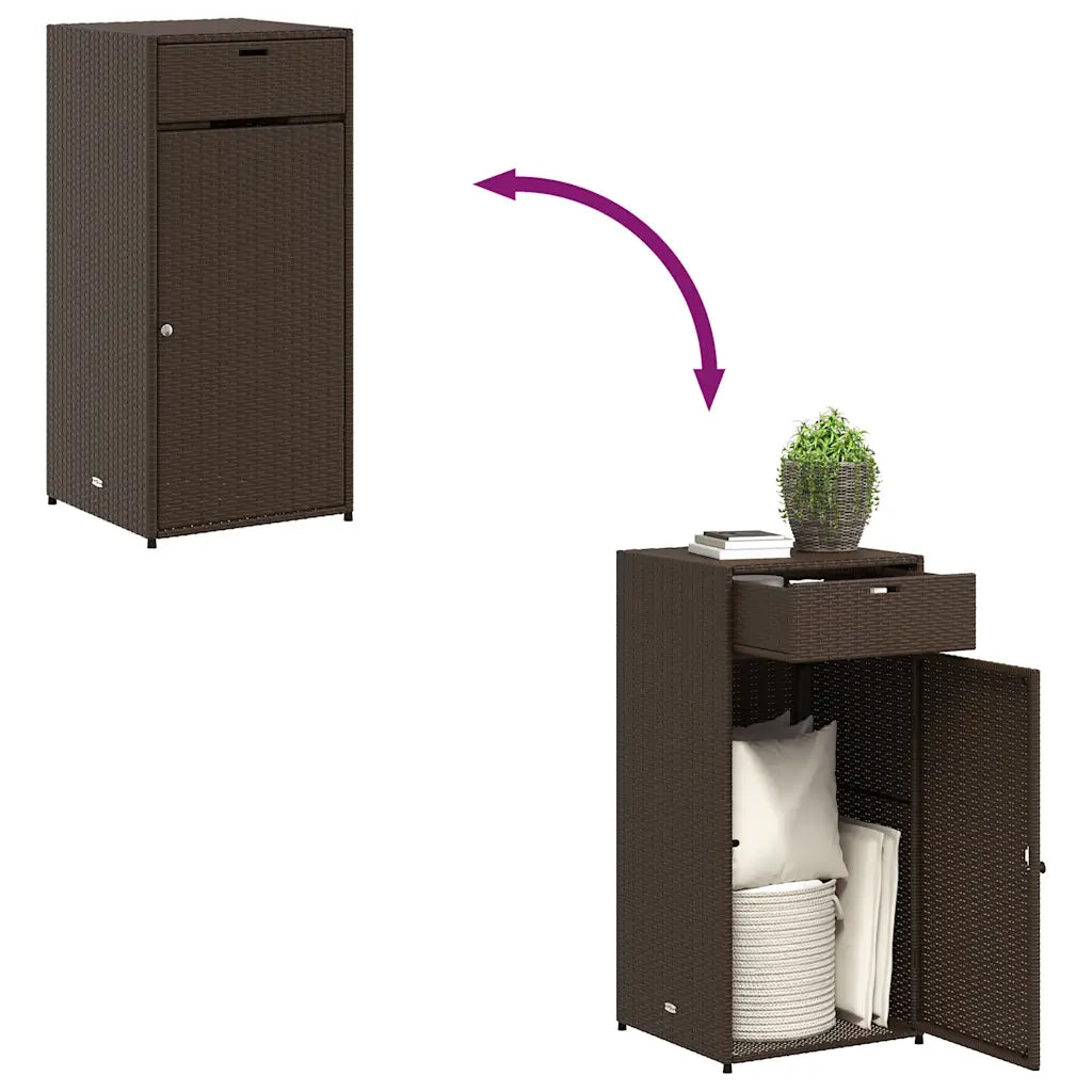 Armadietto Portaoggetti Giardino Marrone 55x55x111cm Polyrattan 365560