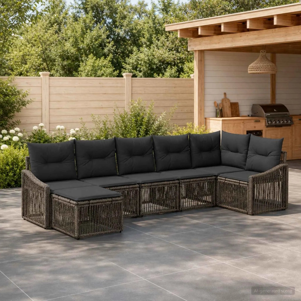 Set Divano da Giardino 7 pz Grigio polyrattan 3436079