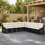 Set Divano da Giardino 9 pz Nero polyrattan 3436027