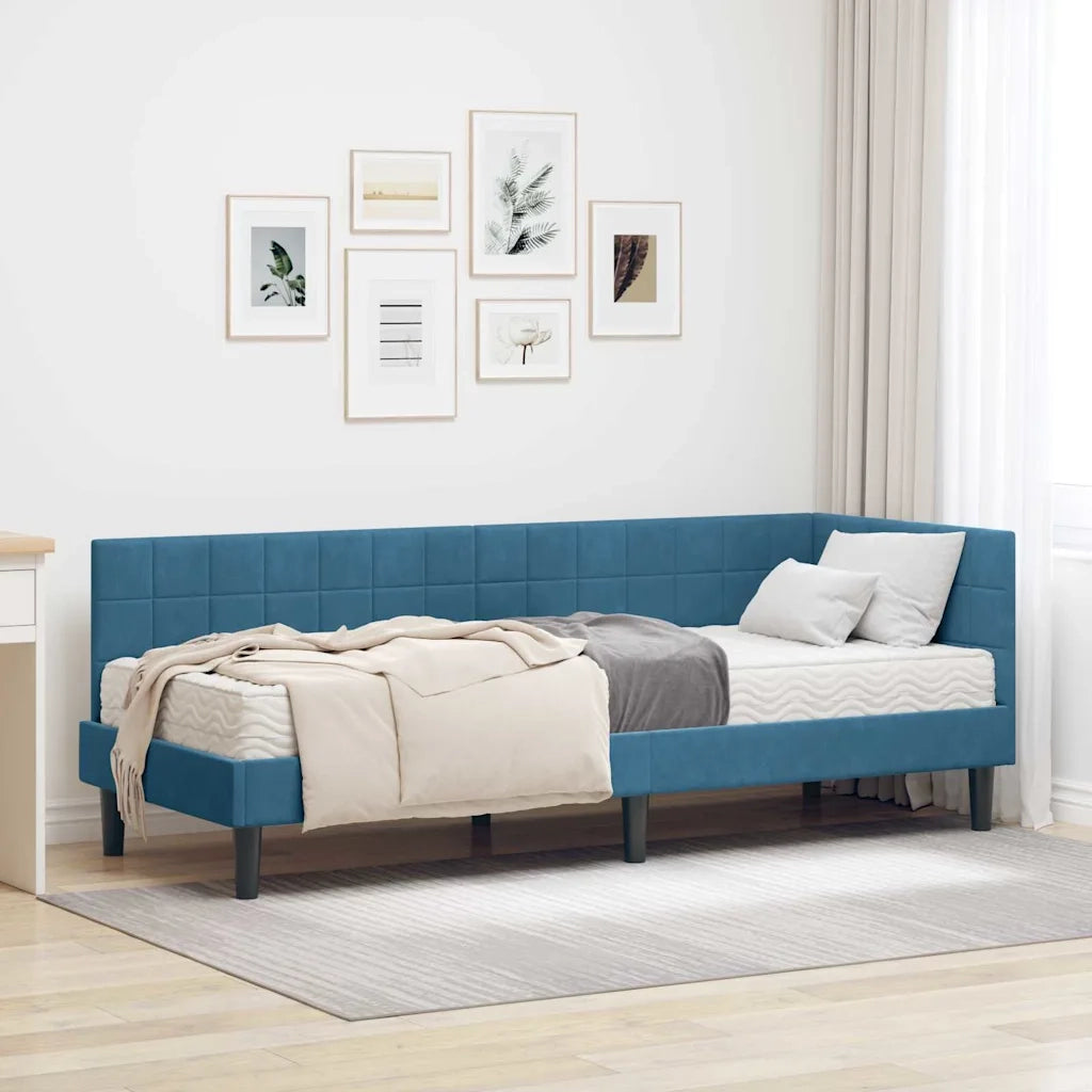 Struttura Letto Angolare con Materasso 2 pcs Blu Velluto 3393957