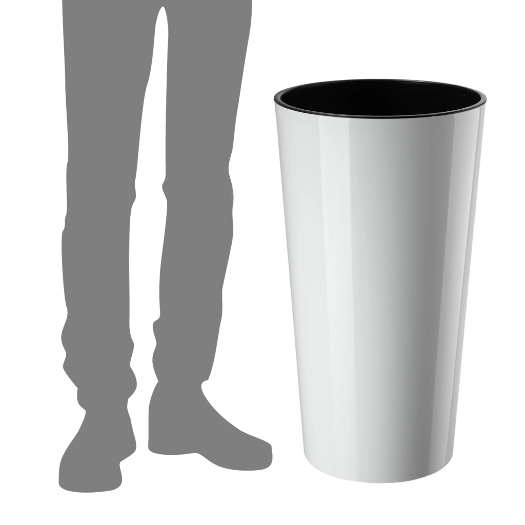 Vaso da fiori KADAX 57 cm con coperchio e inserto, in plastica bianca.