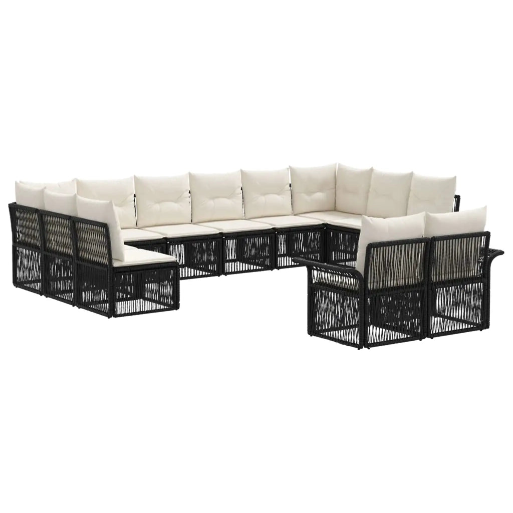 Set Divano da Giardino 12 pz Nero polyrattan 3434974