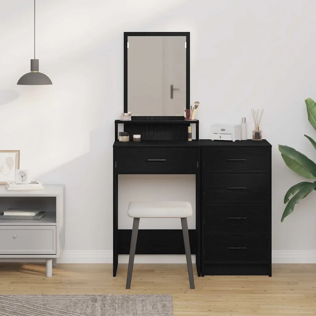 Toeletta | Tavolo da Trucco Rovere Nero 50 x 41 x 140 cm Legno multistrato