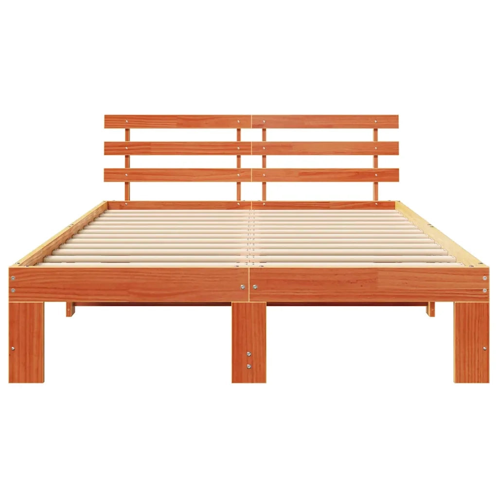 Struttura del letto-Giroletto Marrone cerato 140 x 190 cm Pino massello 658290