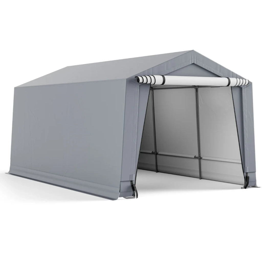 Garage coperto 290 x 490 cm protezione ottimale per tutte le stagioni per SUV e barche in acciaio zincato grigio 20_0019280