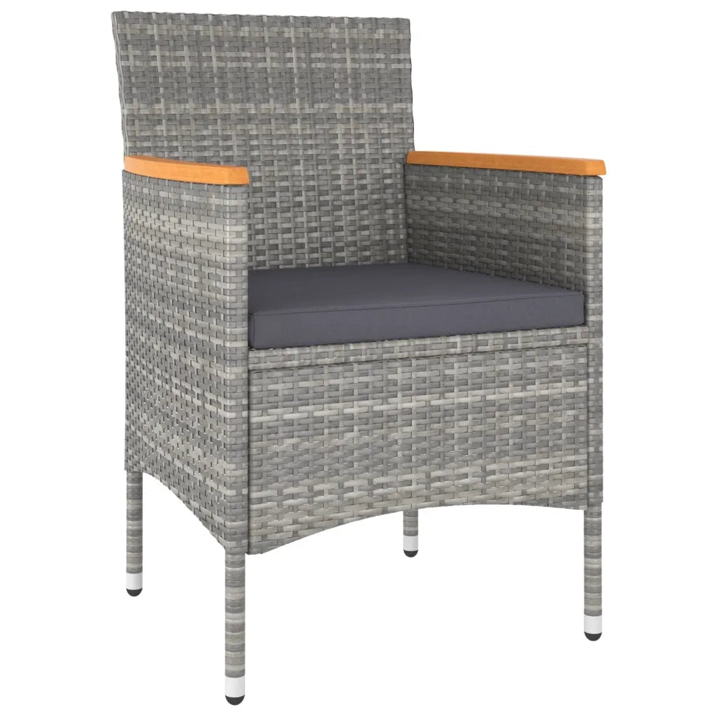 Set Pranzo da Giardino 5 pz Polyrattan e Vetro Temperato Grigio 3058355