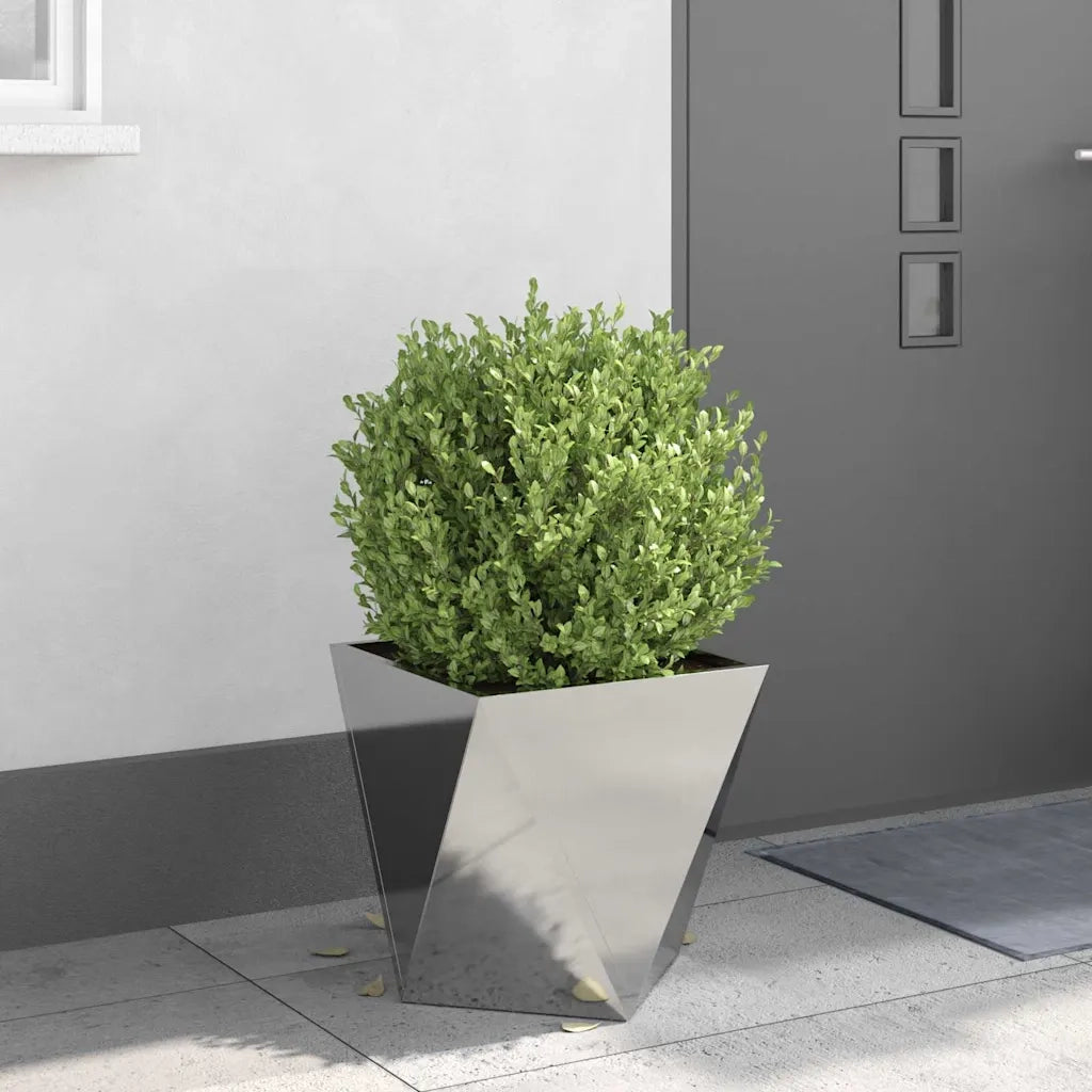 2 pz Fioriera | Cassetta per fiori | Vaso Argento 40 x 40 x 40 cm Acciaio inossidabile
