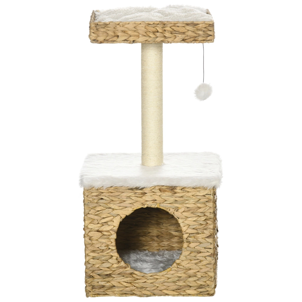 Tiragraffi per gatti 2 livelli ¨C Xylo ¨C giacinto d'acqua naturale con nicchia e piattaforma
