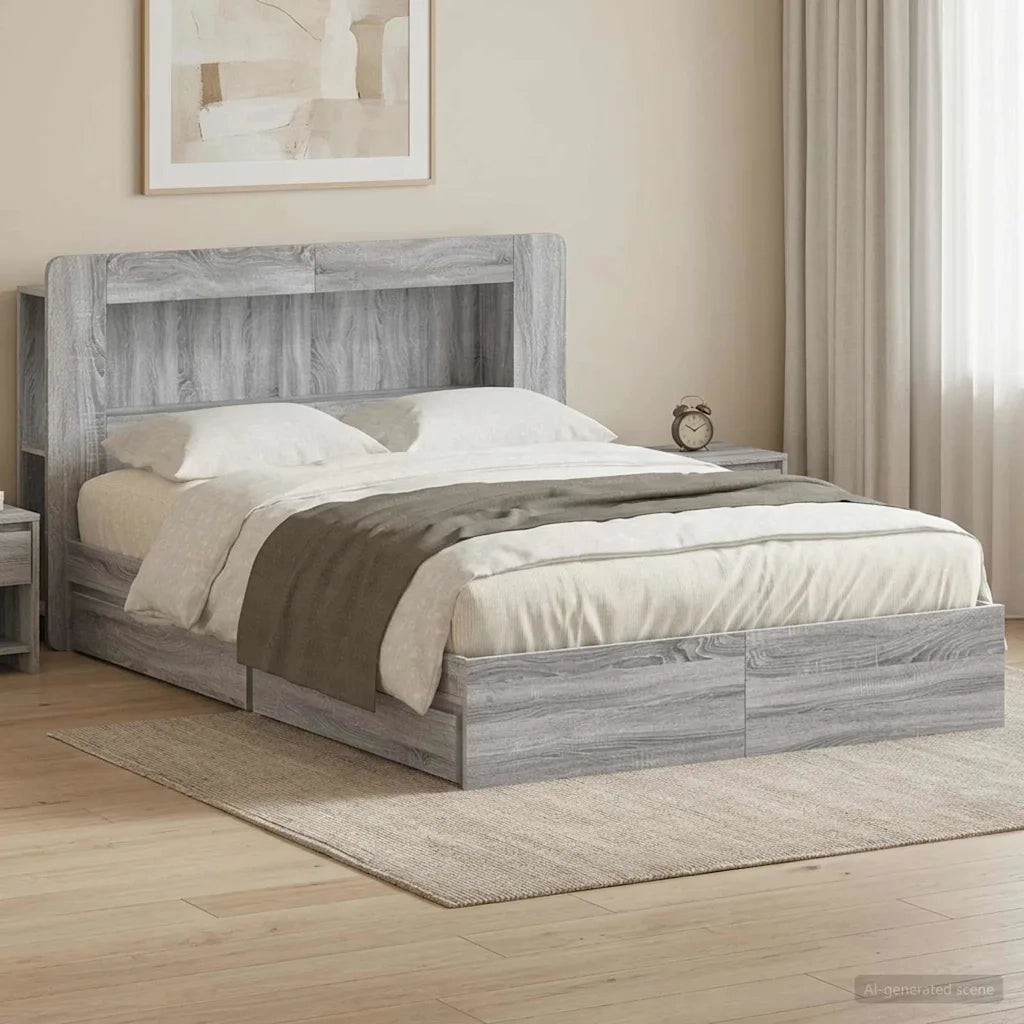 Telaio del letto con storage Sonoma grigio 150 x 200 cm 3433674